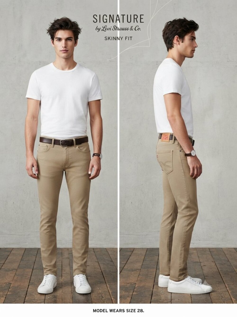 Levi's Signature Khaki Men's Skinny Jeans - Size 28